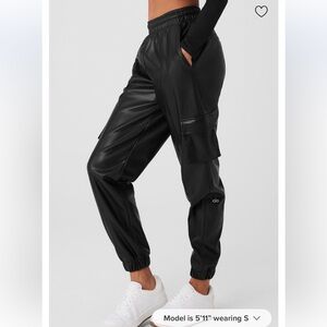 Alo yoga faux leather power hour jogger pants
